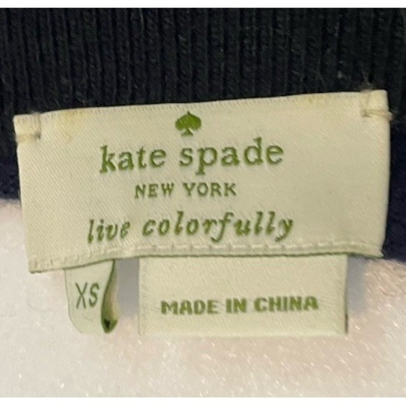 Kate Spade Wool Cashmere Blend Stripe XS Sweater Blue Black White Oversized Long - Picture 5 of 7